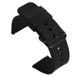 Universal Silicone Quick Release Watchband Strap - Versatile Wristband Belt Accessories - 22mm (Black black buckle)