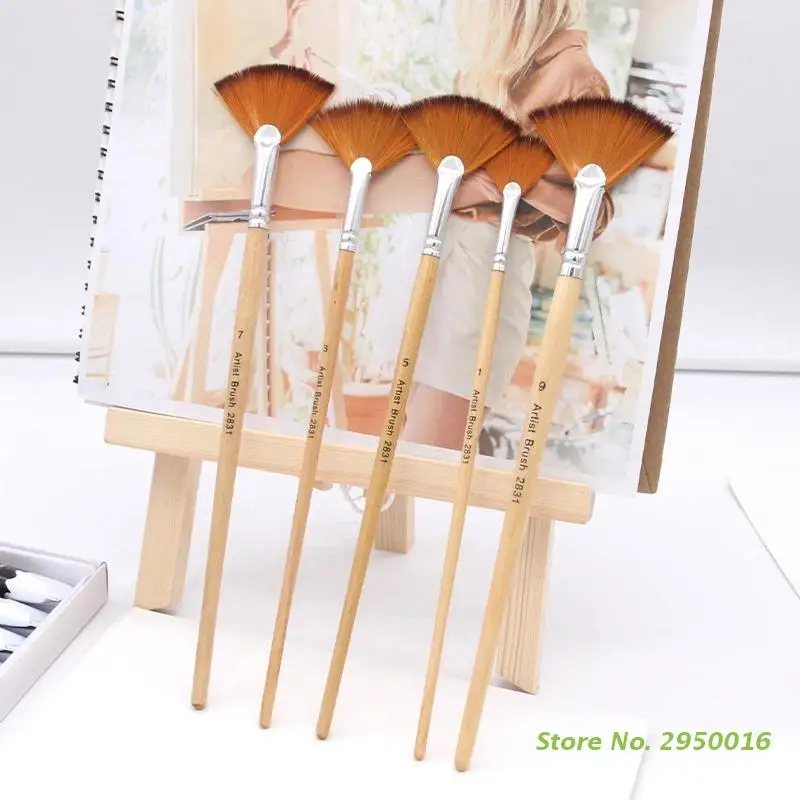 

5Pc Fan-Shaped Paint Brushes Set Artist Fan Paintbrushes Anti-Shedding for Acrylic Painting Oil Watercolor Canvas Boards