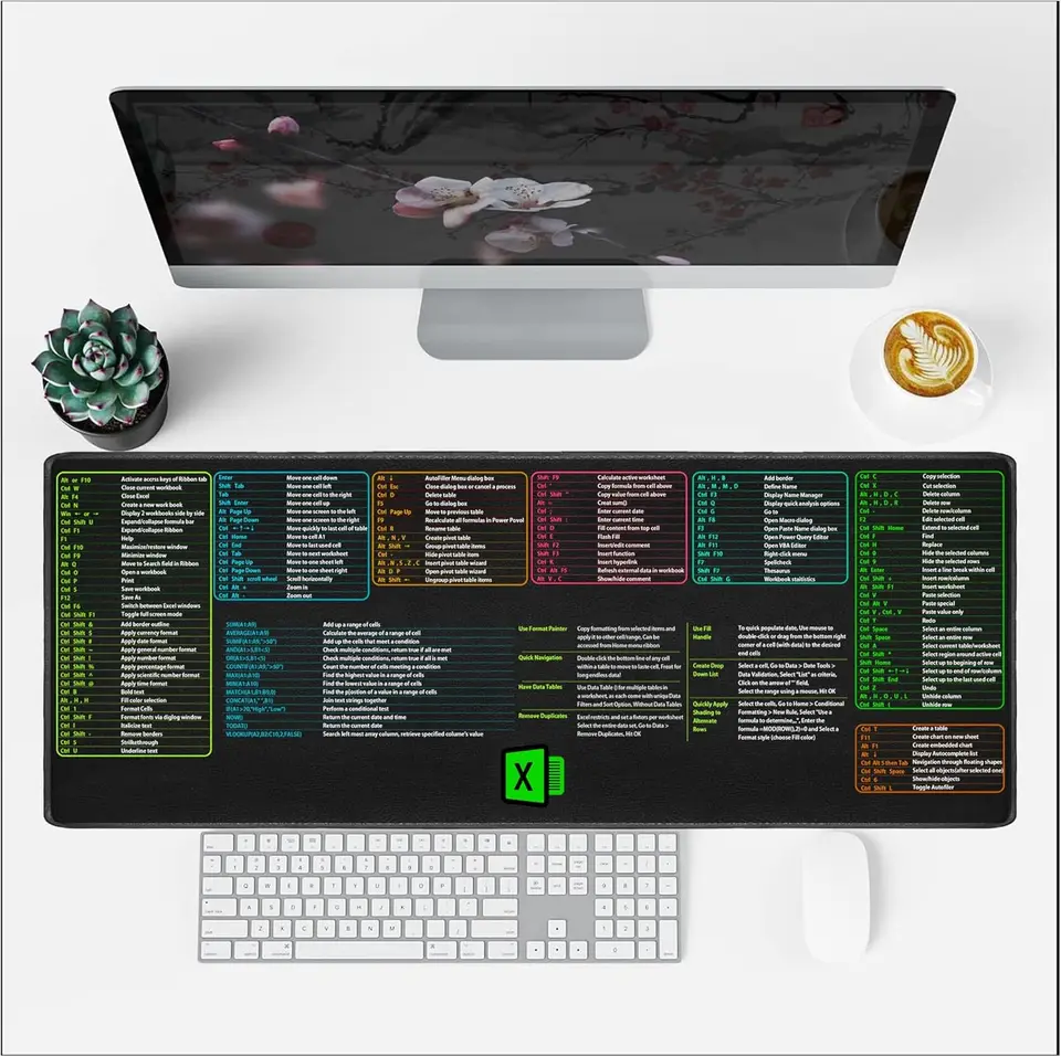 Tappetino Per Scrivania Con Scorciatoie Excel, Il Tuo Super Alleato Per Windows! Tappetino Mouse Gigante Con Trucchi E Comandi, Impermeabile E Anti-scivolo, Per Ufficio E Gaming (80x31.5 Cm) - 3