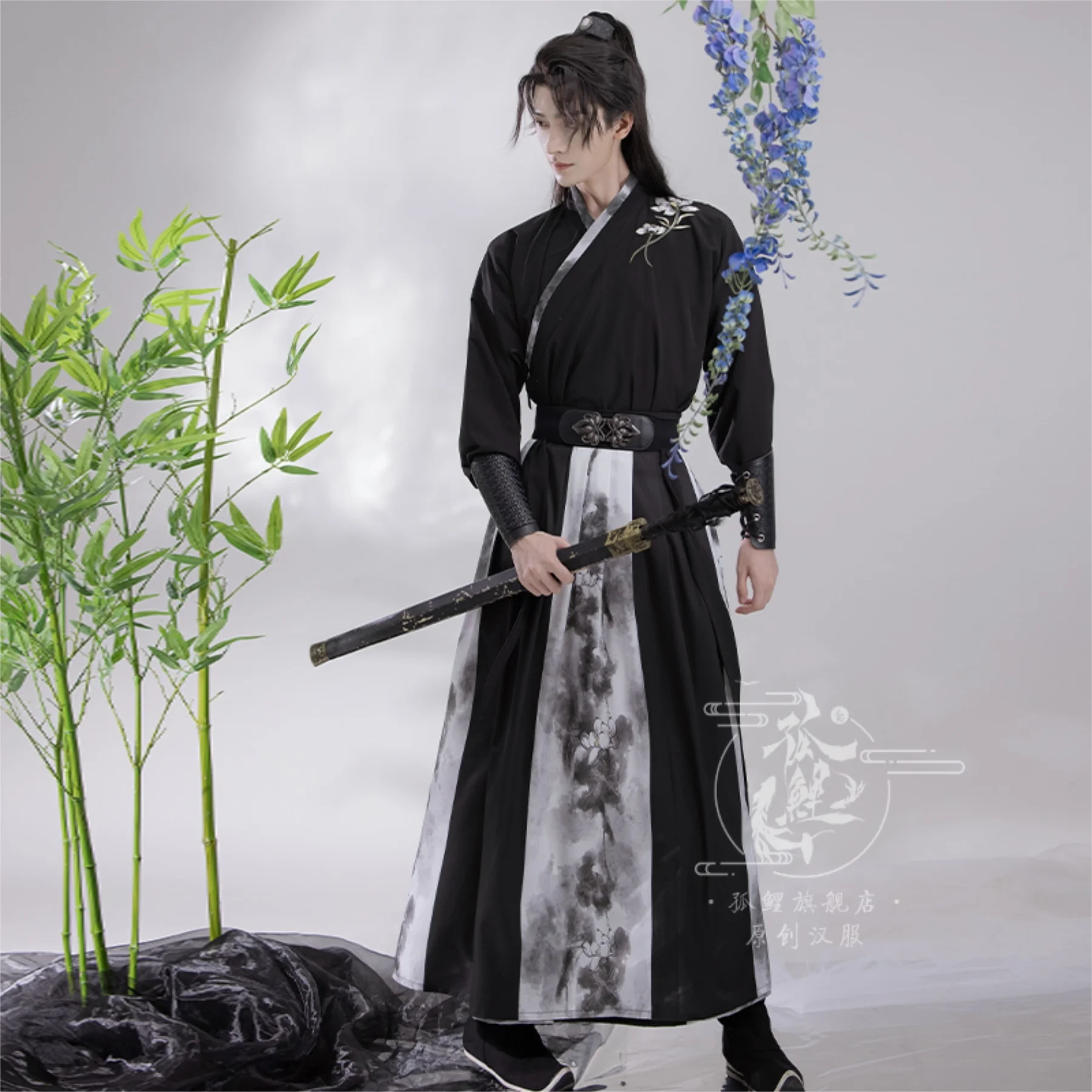 Hanfu Men's Ancient Chinese Hanfu Set Male Role Playing Costume Party Hanfu Men's Black Set Large