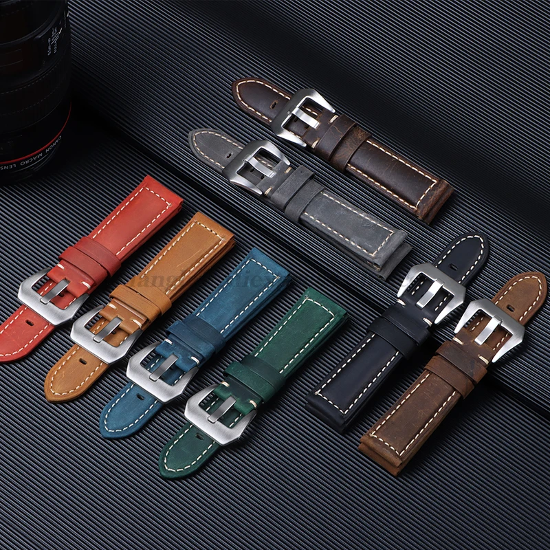 Dark Brown Crazy Horse Leather Watch Strap – Genuine Leather Belt