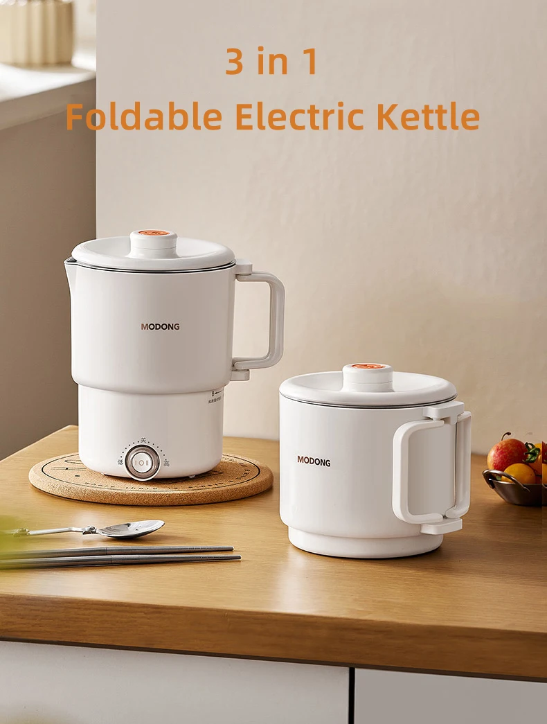 800ml Folded Electric Kettle Portable Cooking Pot Multicooker Travel Kettles TeaPot Heating Cup 304 Stainless Steel Slow Cooker