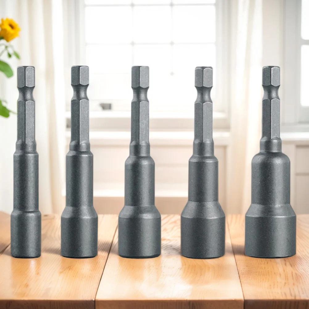 5Pcs Magnetic Nut Driver Hex Head 1/4 5/16 3/8 7/16 1/2 Inch Magnetic Nut Screwdriver Hex Key Screwdriver Hand Tools Accessories