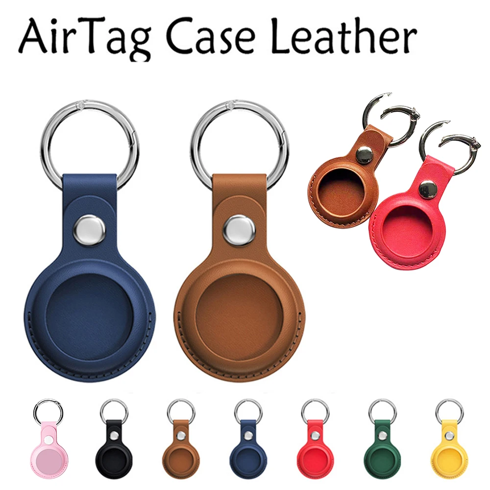 Leather Keychain for Apple Airtags Case Protective Cover Bumper Shell Tracker Accessories Anti-scratch Air Tag Key Ring Holder leather keychain for apple airtags case protective cover bumper shell tracker accessories anti scratch air tag key ring holder