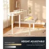 Electric Standing Desk with Drawers & Keyboard Tray, 55 Inch Height Adjustable Desk with Power Outlets & LED Lights, Sit Stand T 4