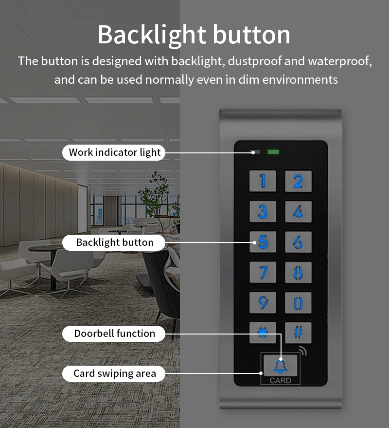 Tuya Wifi Metal Case Access Control Keypad Backlight Anti-Vandal Temporary Passw