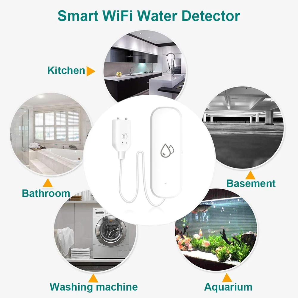 Tuya Smart Zigbee WiFi Water Sensor Leak Detector Overflow Flood Water Leakage Alarm Smart Life APP Control Work with Zigbee Hub for water leak sensor