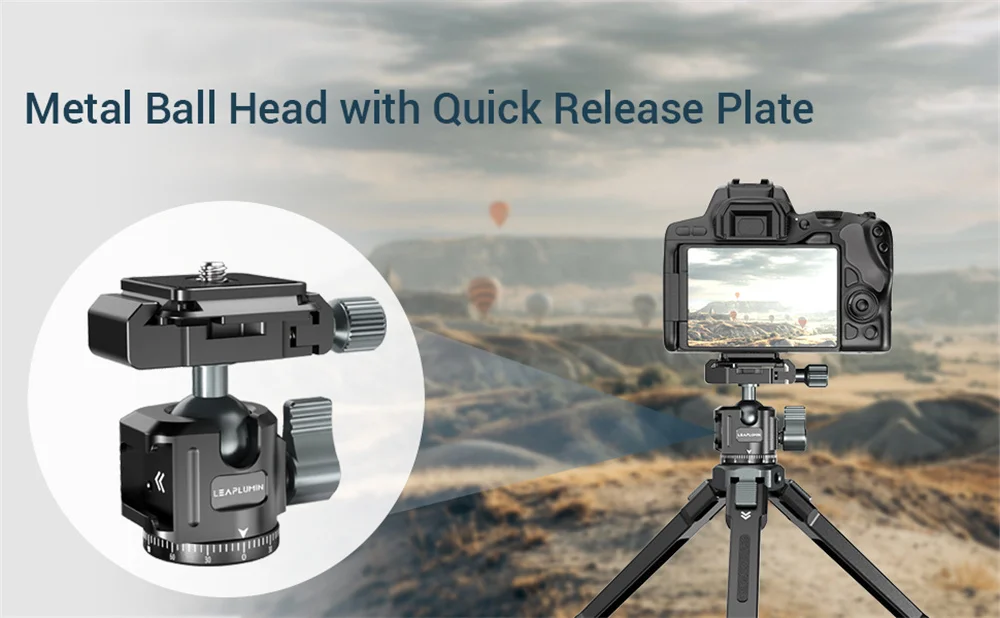 Description Picture 2 of itemQuick Release Aluminum Tripod Ball Head w Arca Swiss +Cold Shoe Camera Mount for DSLR Camera Monitor Mic Light Tripod Photograph