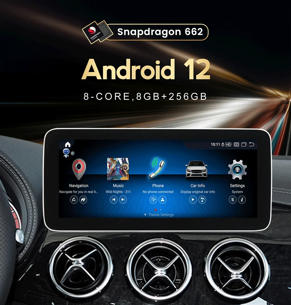 Radio con GPS para coche, reproductor con Android 12, Qualcomm, ocho  núcleos, pantalla táctil antideslumbrante, para Mercedes Benz Clase C, W204,  2008-2014 - AliExpress