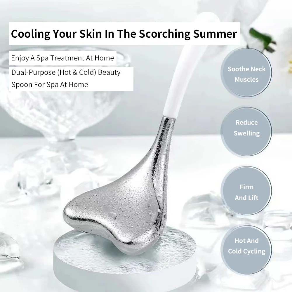 Ice Globes Spoon Massager Facial Skin Care Freeze Tool Stainless Steel Face Beauty Cryo Roller Cooling Massage Spa Ball