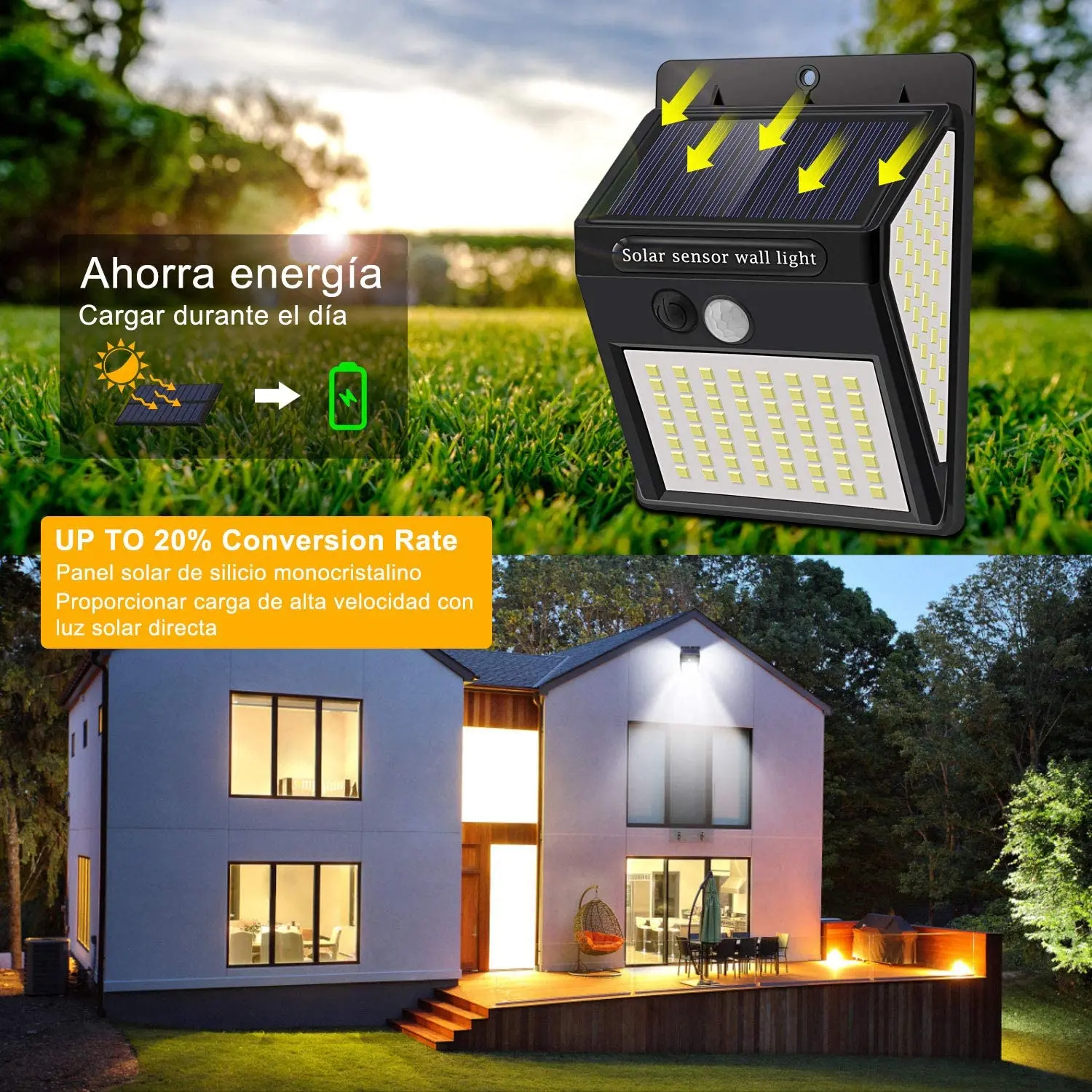222 LED Solar Lamps Outdoor Sunlight Powered 4 Modes Waterproof Solar Led Light With Motion Sensor For Street Garden Decoration