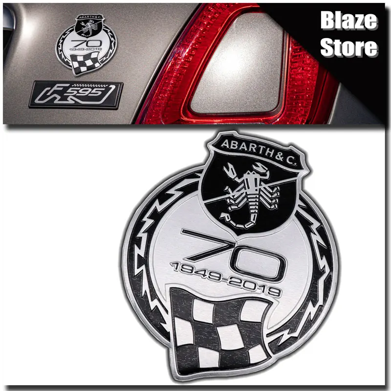Per Fiat 500 Abarth 500 595 124 125 695 70 Anniverario Metal Car Badge 70Th Anniversary Emblem Sticker Body Decor Decalcomanie