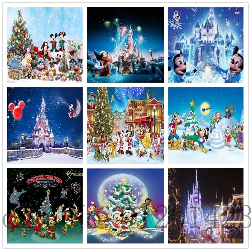 Cartoon Christmas Diamond Paintings Disney Mickey Minnie Stitch Full Square Round Diamond Cross Stitch Kit Mosaic Home Decor