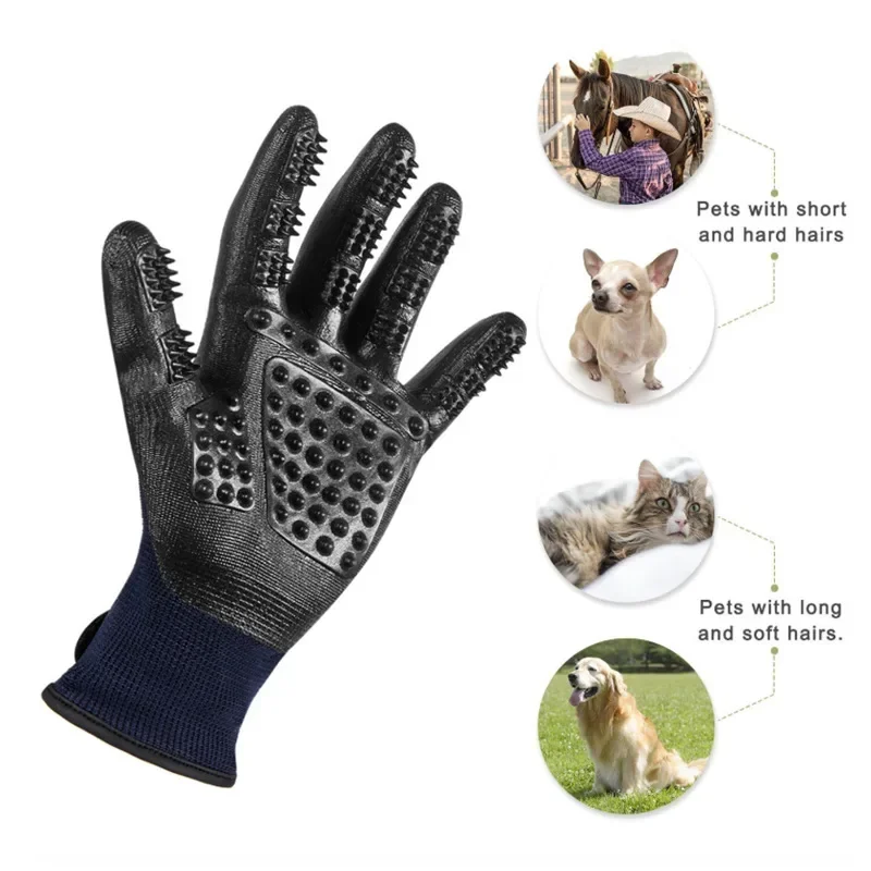 A Pair of Pet Bath Gloves Massage Clean Remove Floating Hair Pet Grooming Hair Removal Rubber Wear Resistant Non-Slip Gloves