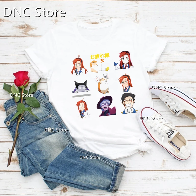 

New T-Shirt Women Funny Anime （The Vampire Dies In No Time）Cartoon Print 00s Girls Tshirts Fashion Trend Femme Tshirt White Tops