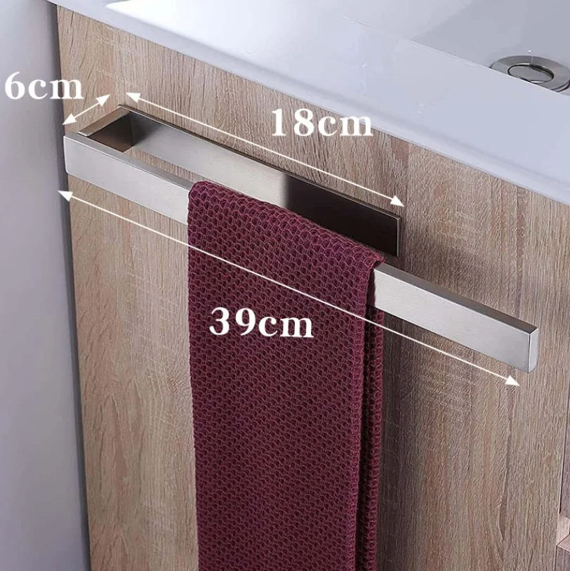 Free-punch Towel Rack 304 Stainless Steel Bathroom Towel Ring Black Household Bar Single Bar Bathroom Hardware Pendant