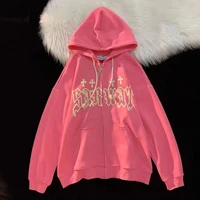 Goth Embroidery Hoodies Women High Street Harajuku Retro Hip Hop Zip Up Hoodie Loose Man Sweatshirt Hoodie Clothes Y2K Hoodie - Image 6