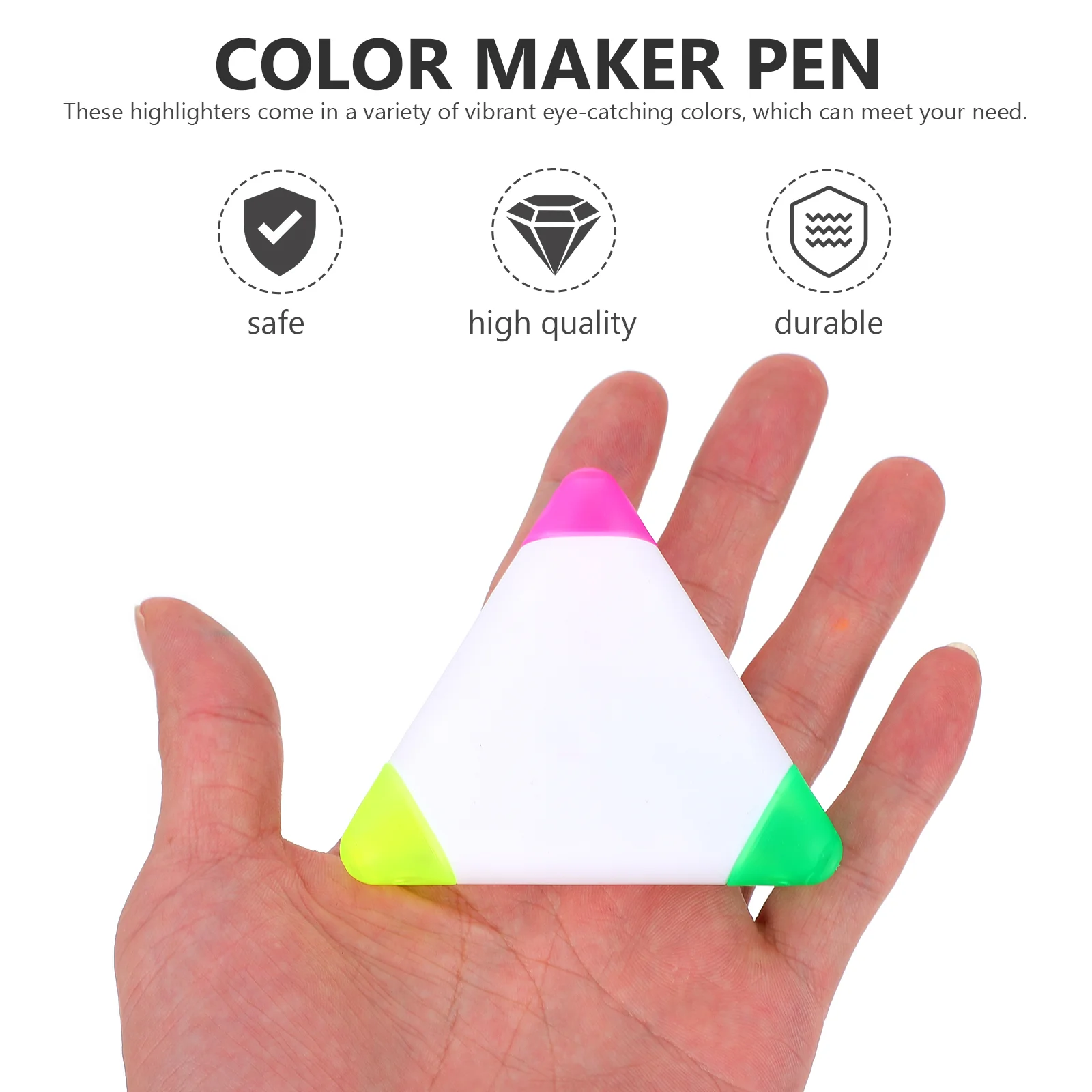 

5Pcs Triangle Highlighters 3- in- 1 Fluorescent Marker Pen 3 Colors Writing Coloring Pens for Highlighting Note Planner Journal