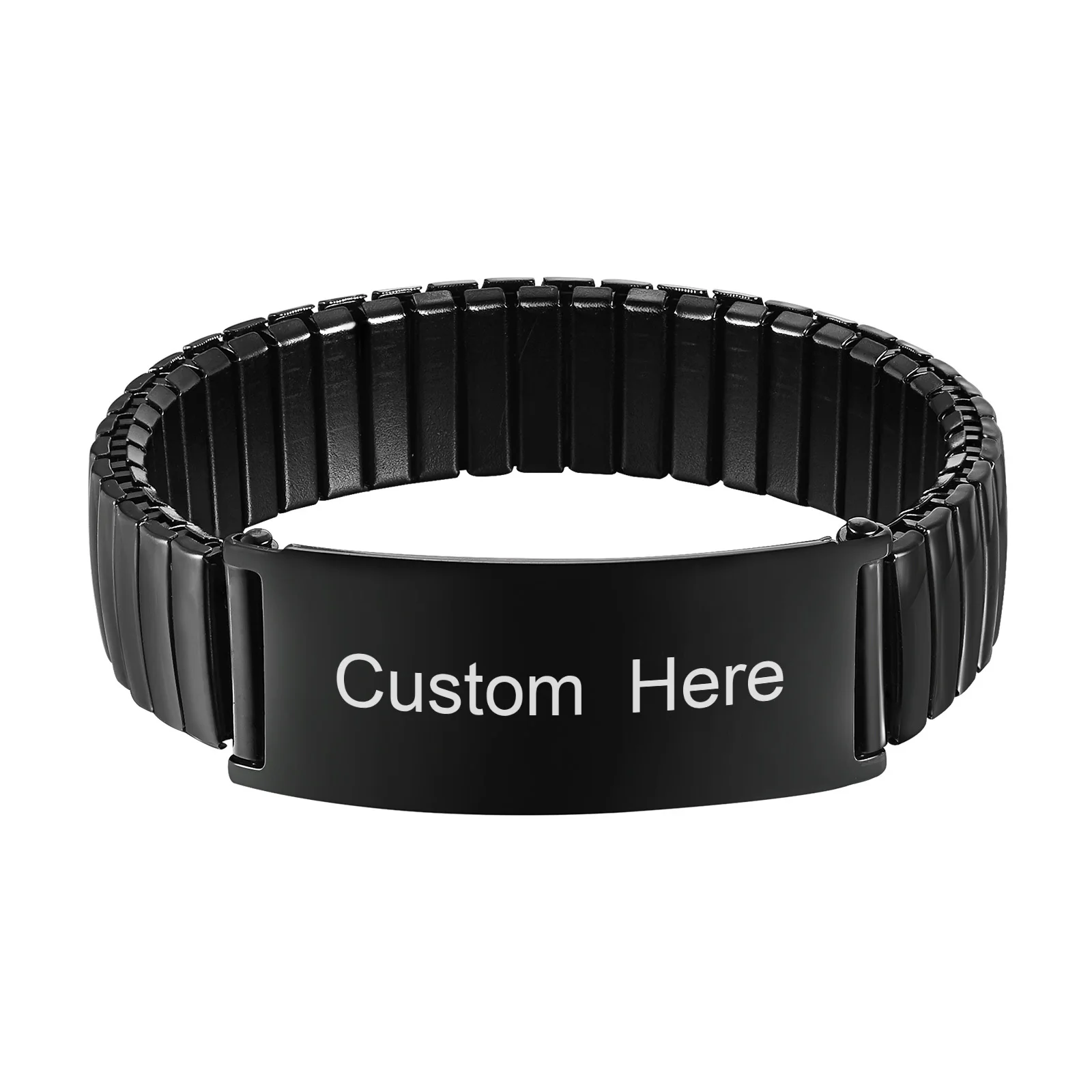 StainlessSteelJewelryPersonalizeCustomNameManBraceletEngraveLogoIdDadBoyfriendValentine