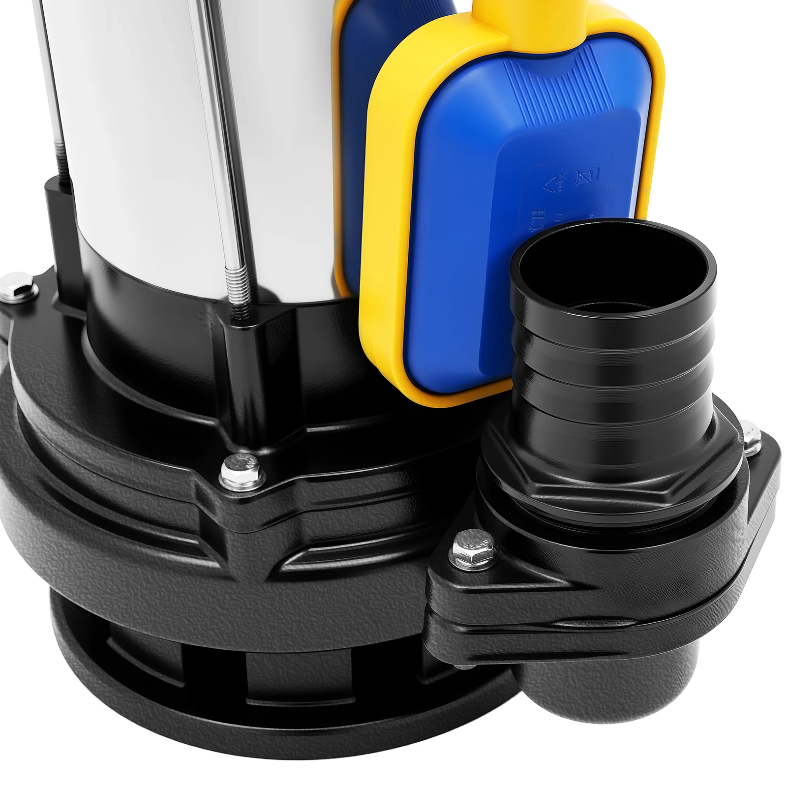 1,5 kW Edelstahl-Schmutzwasserpumpe, Tauchpumpe für Schmutzwasser, elektrische Abwasserpumpe mit Schwimmer, Baupumpe, 36000 l/h – Detail 6