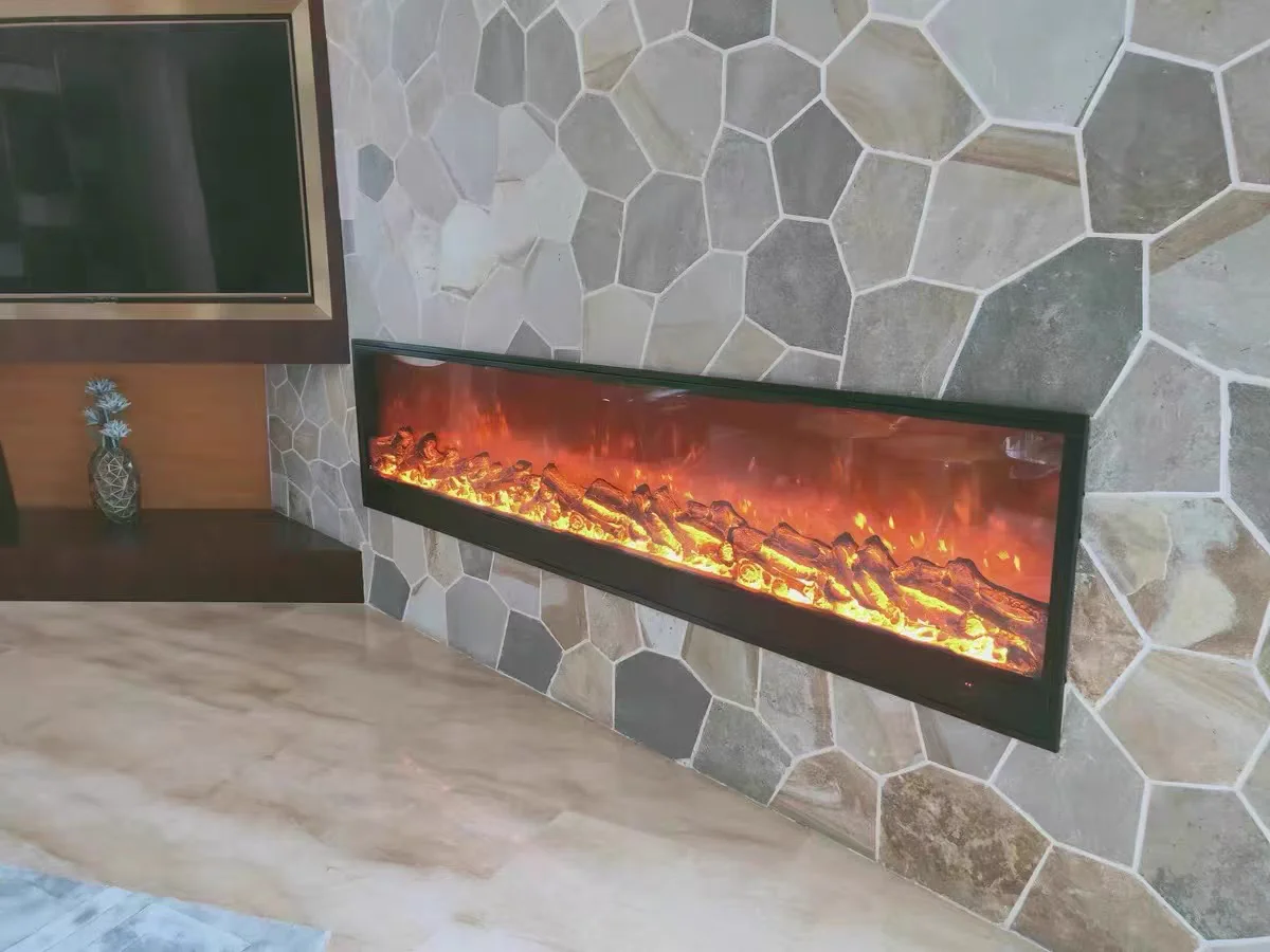 Modern independent intelligent 220v electric fireplace 55 inch modern decorative realistic flame electric fireplace YX231TB