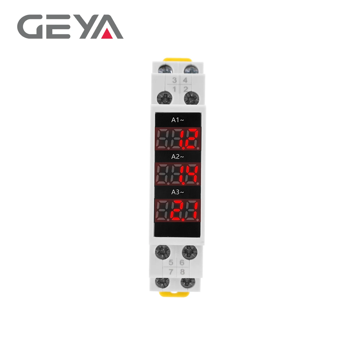 GEYA LED 디지털 디스플레이 감지기 DIN 레일 마운트 3상 전류계 AC 80-500V 100A 미니 모듈형 전류계 게이지 표시기