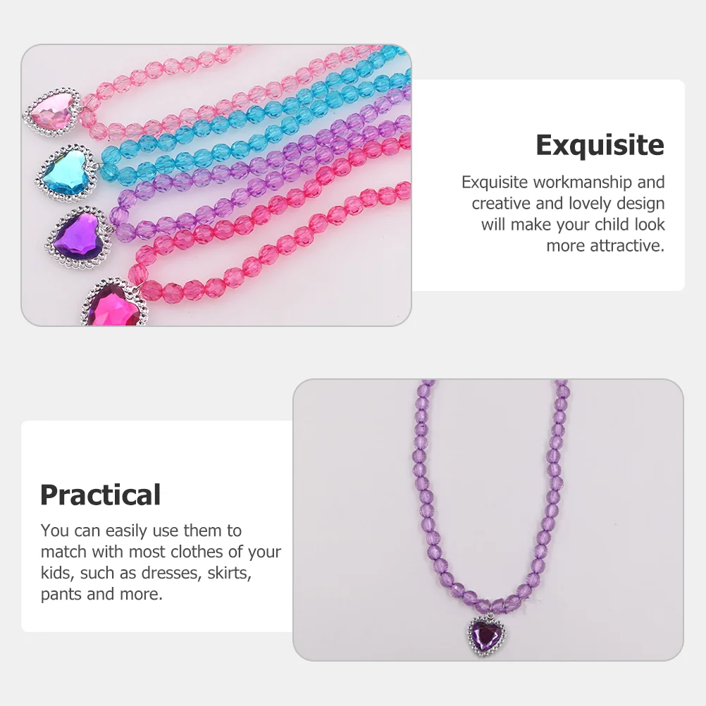 4 Sets Children's Necklace Eye-catching Jewelry Kids Gift Bracelet Decors Toddler Girl for Girls Little Princess Plastic