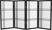 3 Ft. Short Double Cross Shoji Screen - Black - 4 Panels 1