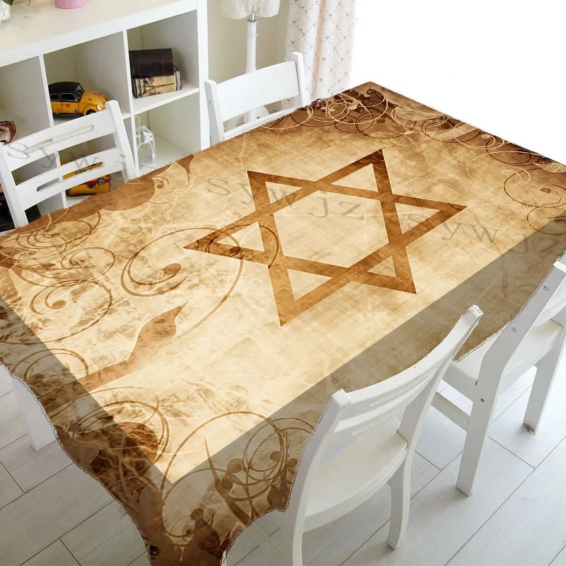 Happy Passover Waterproof Tablecloth Party Decoration Jewish Hebrew