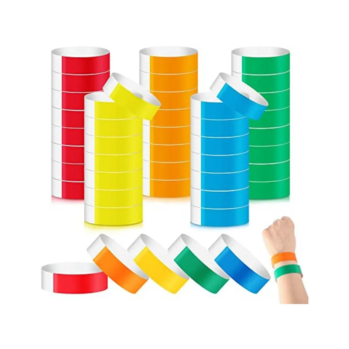 

500 Pieces Colored for Events Wrist Bands Paper Bracelets Waterproof Arm Bands for Events Custom Adhesive for Party