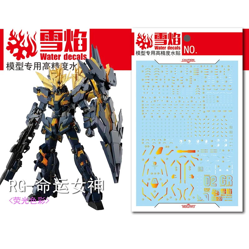 Model Decals Water Slide Decals Tool For 1/144 RG Unicorn 02 Banshee Norn (Coated) Sticker Models Toys Accessories