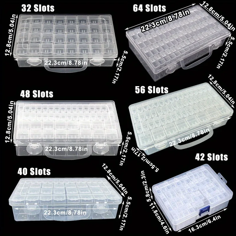 Diamond Painting Beads Storage Box Plastic Storage Box with Label Sticker Transparent Rectangular Bead Organizer