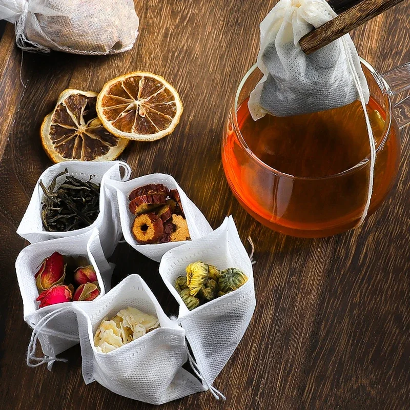 Description Picture 4 of item100 Pcs Tea Filter Bags for Loose Tea Herb Spice Empty Mesh Small Drawstring Seal Infuser Strainer Bags Disposable Tea Bags