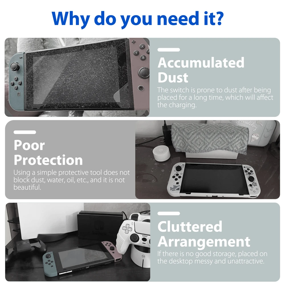 Transparent Host Protective Cover for NS Switch/ Switch OLED Clear Dustproof Acrylic Display Box for Switch Game Console