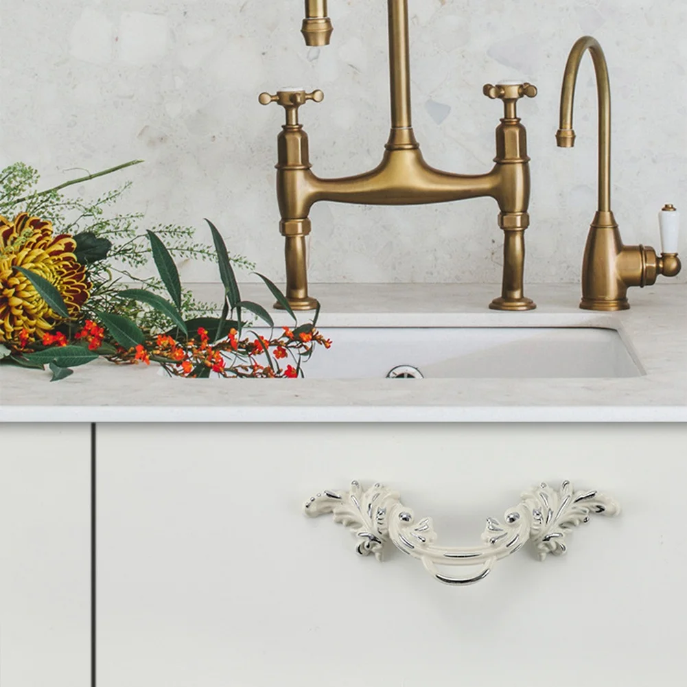 Description Picture 2 of item6pcs Cabinet Handles Carved Wardrobe Handle Drawer Knobs Kitchen Cupboard Door Pulls White European Furniture Handle Hardware