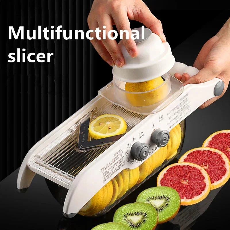 Multifunctional Vegetable Grater with Basket, Lemon Slicer, Fruit and Potato Chopper, Carrot Cutter, Kitchen Accessories Tools