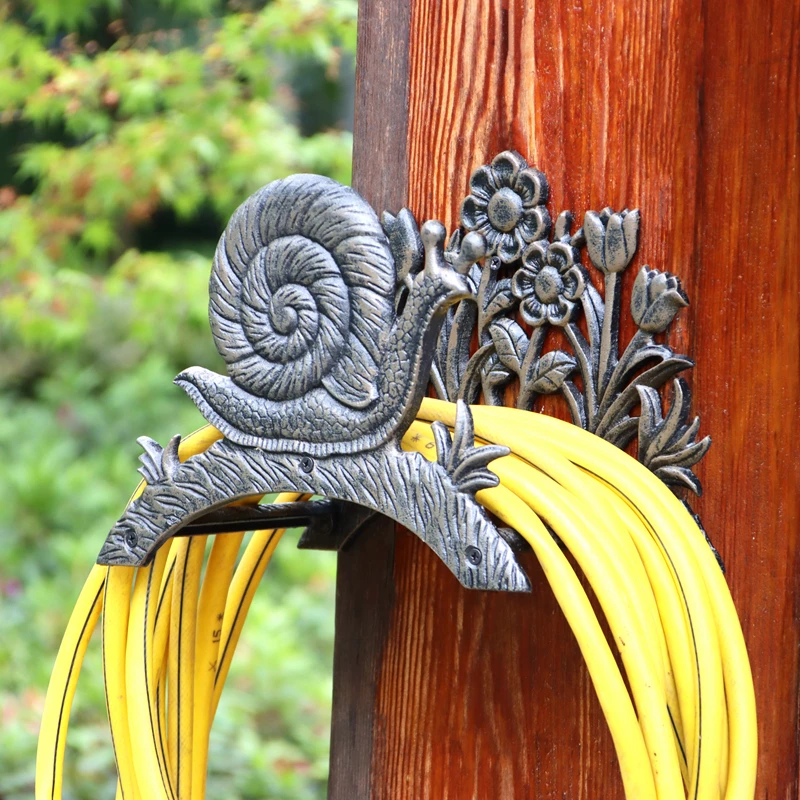 

Antique Gold Snail Cast Iron Hose Organizer With Decor Sunflower And Tulip Plant Relaxdays Garden Wall Mounted Hanger Rack Hook