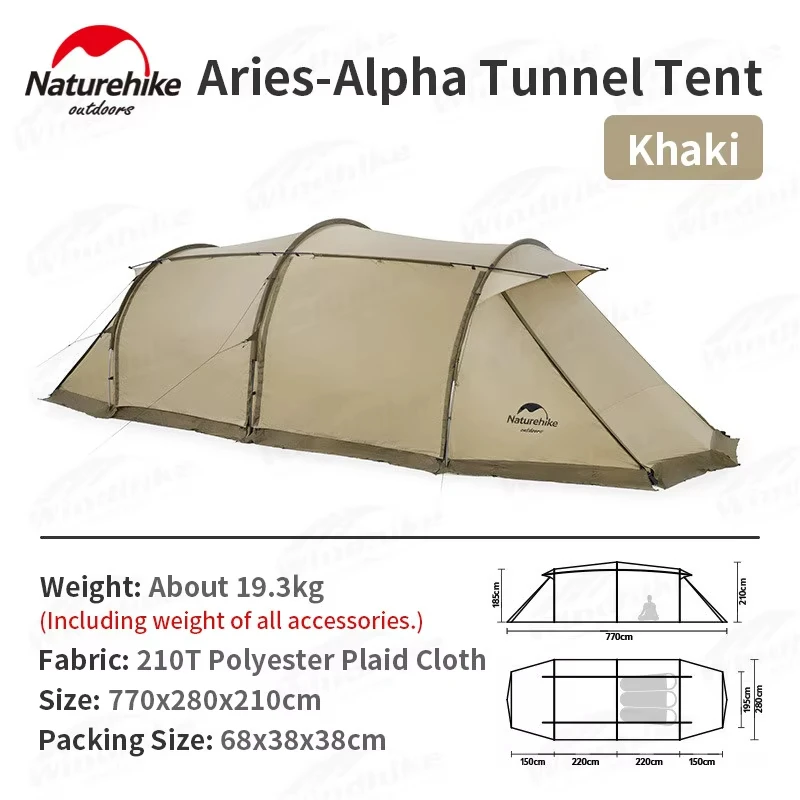 Naturehike Aries Alpha Tunnel Tent Extended Loop Tents for 4