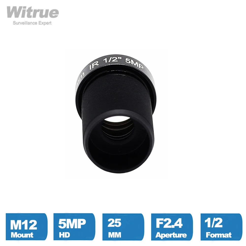 Witrue 5Megapixel CCTV Lens 25mm M12 Mount 1/2 inch Long Distance View For 1080P/4MP/5MP AHD Camera IP Security Cameras