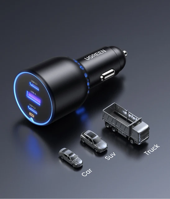 UGREEN 130W 3-Port USB Car Charger with USB-C Cable 90889 B&H