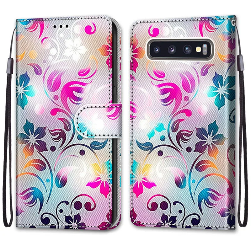 Amazon Samsung Galaxy S10 Plus Leather Case Flower Pattern Flip