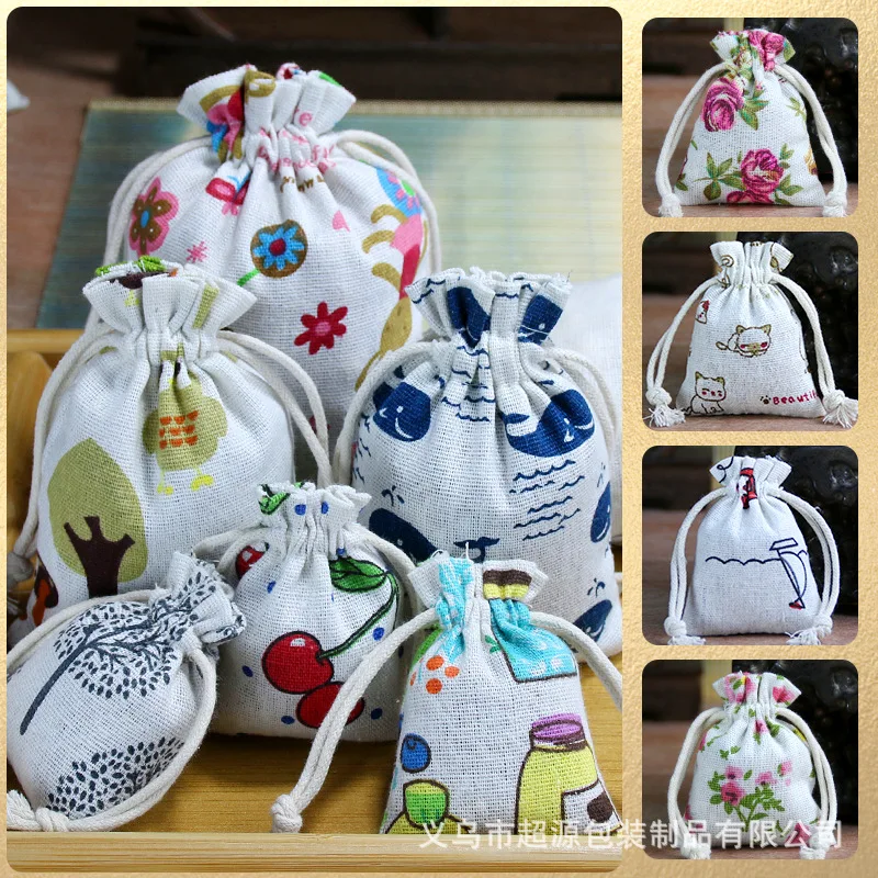 10Pcs Large Jewelry Pouches Cotton Gift Bags Wedding Favors Drawstring Linen 