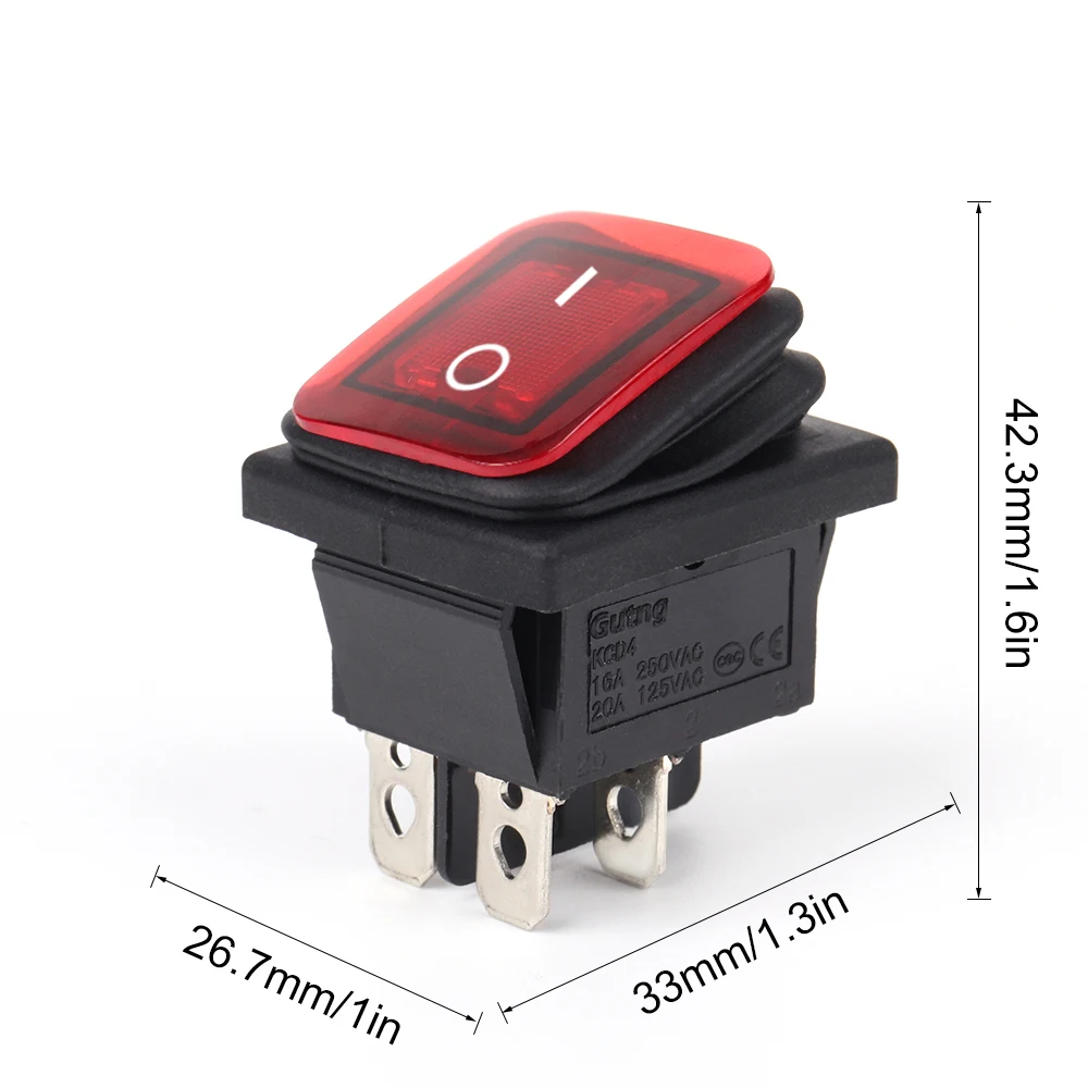 Waterproof Rocker Switch on-off Push Button Switch 4-pin 2PCs