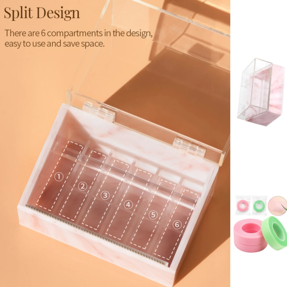 

Excellent 6 Rolls Dustproof Eyelash Tape Cutter False Eyelash Tape Dispenser Acrylic Multi-Grids Tapes Storage Box Drop Shipping