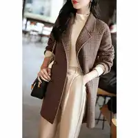 Plus Size Fashionable Plaid Single-Faced Woolen Coat Women's 2025 Short Style Mom's Small Size Winter New Arrival Elegant Out...