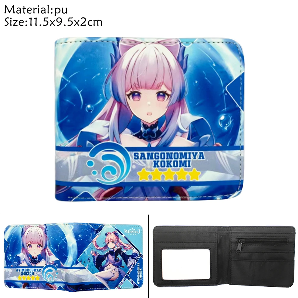 

Anime Genshin Impact Wallet Cartoon PU Short Photo Card Leather Boys Girls Coin Zipper Pocket Student Teenager Purse Unisex