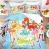 Cartoon Winx Club Printed Bedding Set Soft Duvet Cover Set Quilt Cover Pillowcase Set Home Textile Bedclothes for Kids Adult Boy 4