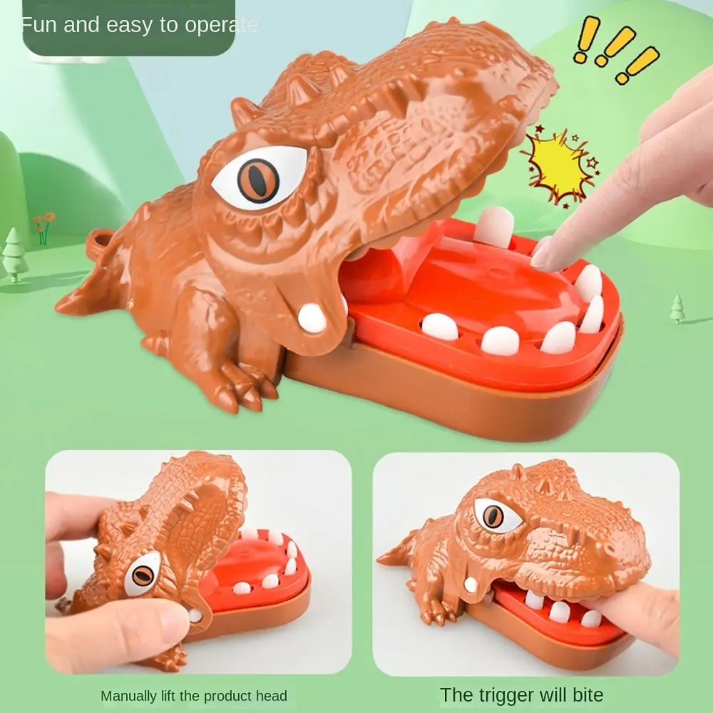 Stress Reliever Mini Dinosaur Bite Finger Toy Random Color Plastic Tooth Extraction Game Dinosaur Decompression Toy Gift