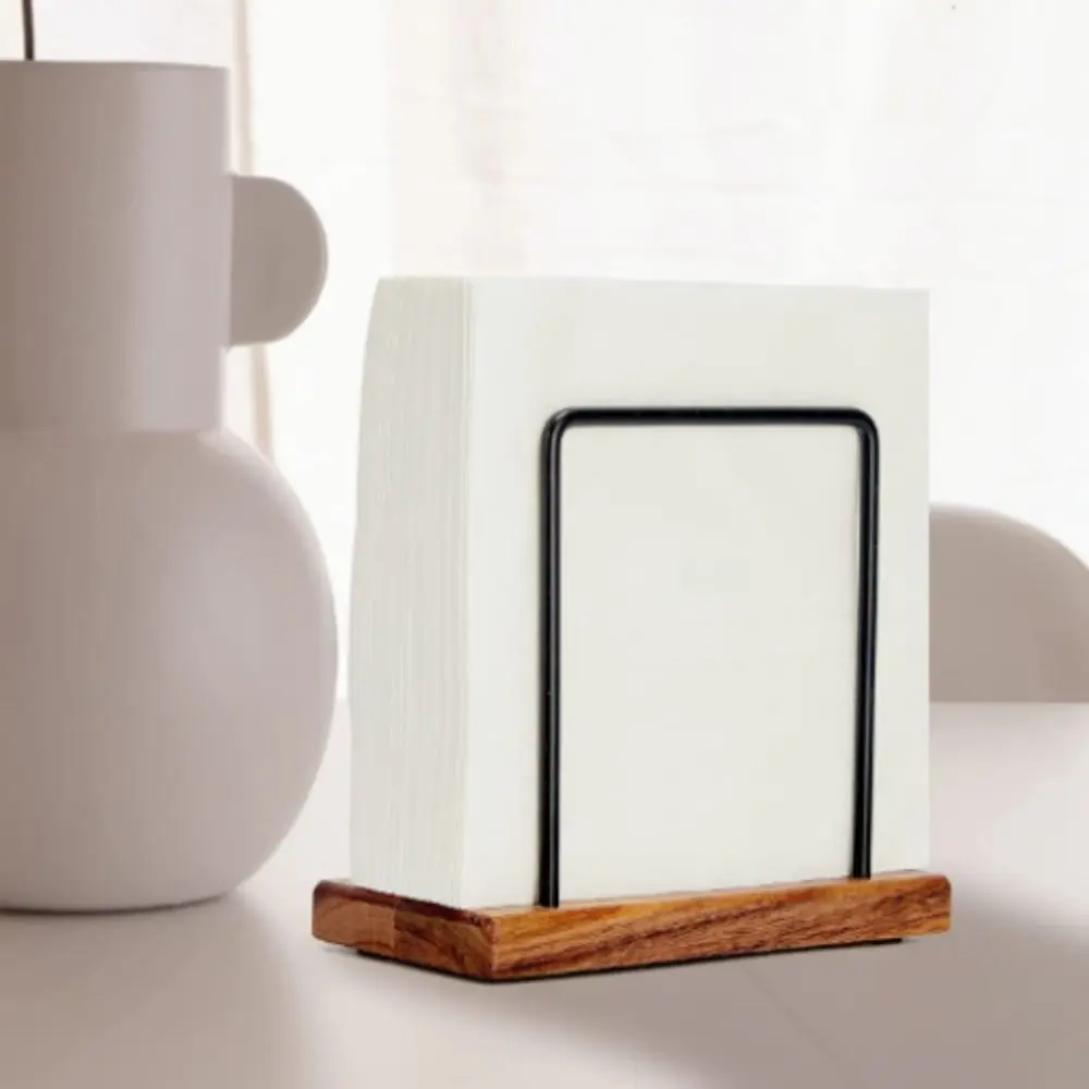 Decor Dining Room Standing Napkin Holder Dispenser Wooden Craft
