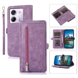 Leather Lanyard Wallet Phone Case with Card and Cash Holder for Poco M7 Plus (PURPLE)